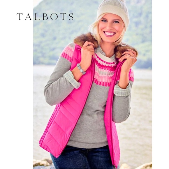 Talbots Jackets & Blazers - NWOT Talbots Women's Faux Fur Collar Down Puffer Vest